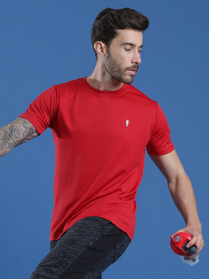 EPPE Solid Men Round Neck Red T-Shirt