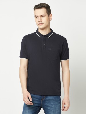 CRIMSOUNE CLUB Solid Men Polo Neck Blue T-Shirt