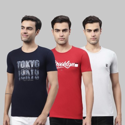 VIMAL JONNEY Printed Men Round Neck Red, Dark Blue, White T-Shirt