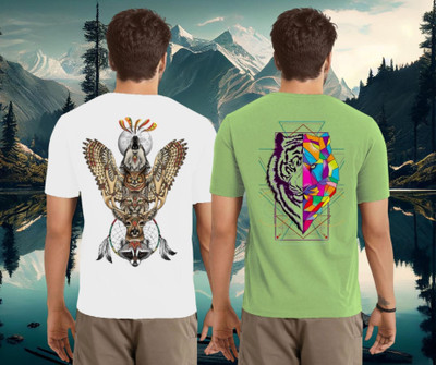 Lecowar Printed Men Round Neck White, Green T-Shirt