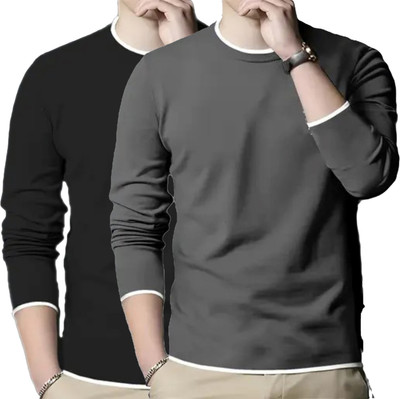 DIAZ Solid Men Round Neck Multicolor T-Shirt