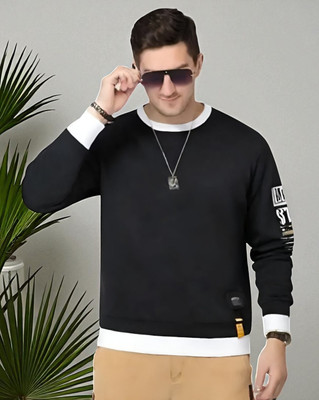 Autna Printed Men Round Neck Black T-Shirt