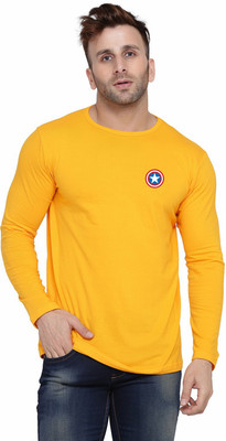 Trendfull Printed Men Round Neck Yellow T-Shirt