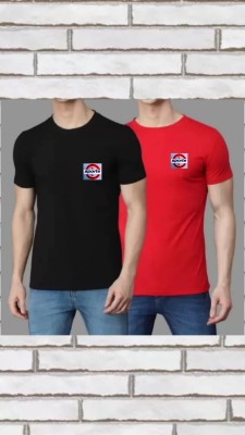 HERITI COLLECTIONS Self Design Men Round Neck Multicolor, Red, Black T-Shirt