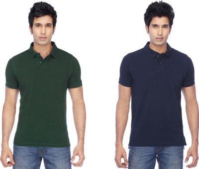 KETEX Solid Men Polo Neck Green, Blue T-Shirt