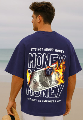 Manico Graphic Print Men Round Neck Navy Blue T-Shirt