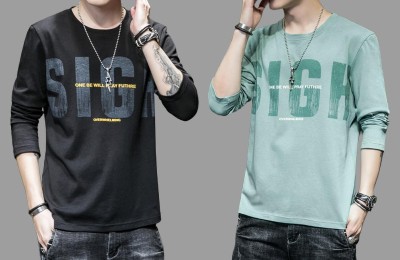 THUNDER PLANET Typography Men Round Neck Light Green T-Shirt