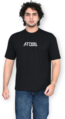 Atcool Graphic Print Men Crew Neck Black T-Shirt