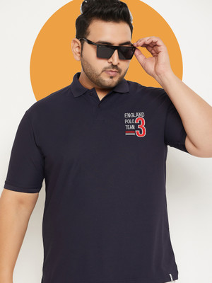 RENUOVO Printed Men Polo Neck Navy Blue T-Shirt