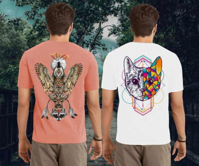 Kasendra Graphic Print Men Round Neck Pink, White T-Shirt