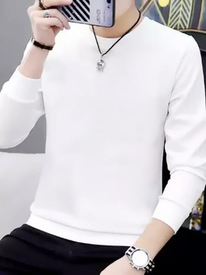 RC FASHION Solid Men Round Neck White T-Shirt