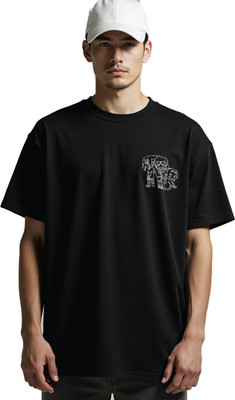 PrintingPixels Printed Men Round Neck Black T-Shirt