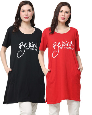 HouseOfCommon Printed Women Round Neck Multicolor T-Shirt