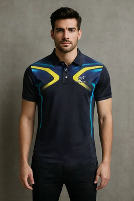lookswala Printed Men Polo Neck Multicolor T-Shirt