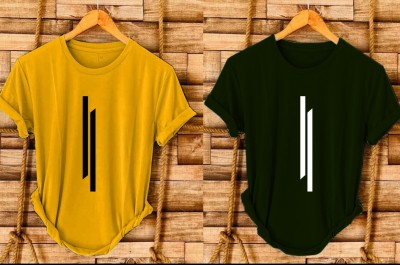 PARA HILLS Printed Men Round Neck Yellow, Dark Green T-Shirt