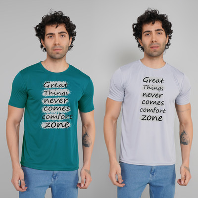 FABVIO PLUS Typography Men Round Neck Multicolor T-Shirt