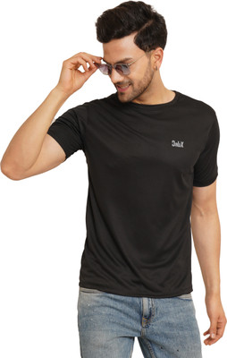 Nirvaan Solid Men Round Neck Black T-Shirt