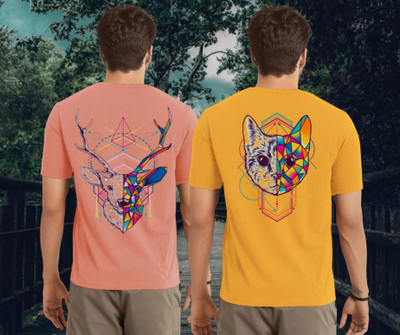 Kasendra Printed Men Round Neck Pink, Yellow T-Shirt