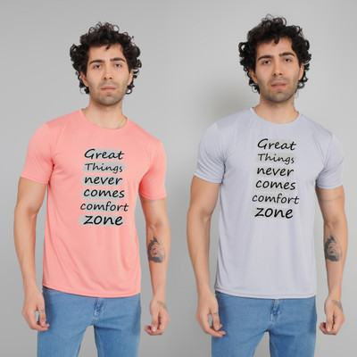 FABVIO PLUS Typography Men Round Neck Multicolor T-Shirt