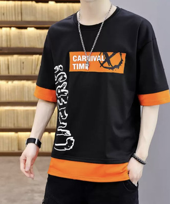 KASPY Printed Men Round Neck Black T-Shirt