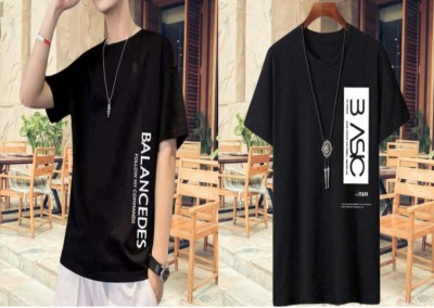 Ensemble Fashion Typography Men Round Neck Black T-Shirt