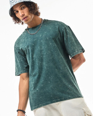 BEWAKOOF Self Design Men Round Neck Green T-Shirt