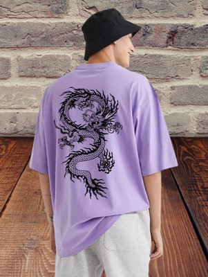 rino Printed Men Round Neck Purple T-Shirt