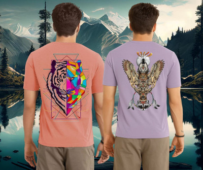 Lecowar Graphic Print Men Round Neck Pink, Purple T-Shirt