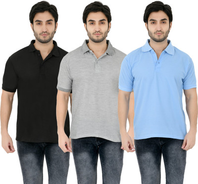 YUALIN CREATION Solid Men Polo Neck Multicolor T-Shirt