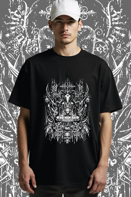 PrintingPixels Printed Men Round Neck Black T-Shirt