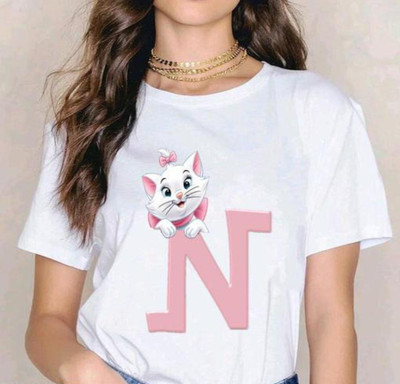 TRENDSTYLE Printed Women Round Neck White T-Shirt