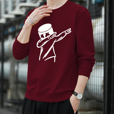 Beaumen Printed Men Round Neck Maroon, White T-Shirt