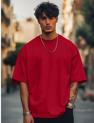 MIT Bharat Solid Men Round Neck Red T-Shirt