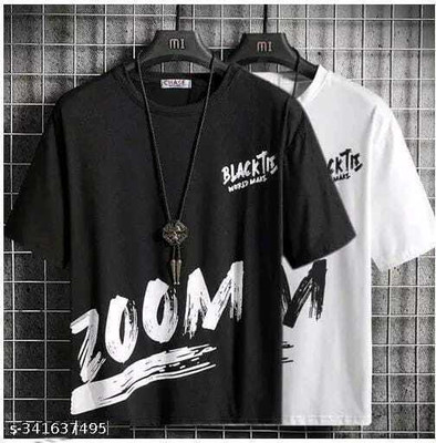 Printed Men Black, White T-Shirt