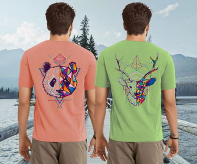 Parona Graphic Print Men Round Neck Pink, Green T-Shirt