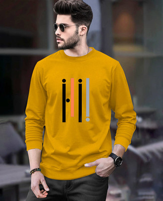 ACEBERE Printed Men Round Neck Reversible Yellow T-Shirt