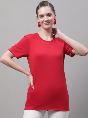 VIMAL JONNEY Solid Women Round Neck Red T-Shirt