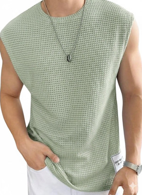 foxxboro Self Design Men Round Neck Green T-Shirt