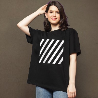 METRONAUT Graphic Print Women Round Neck Black T-Shirt