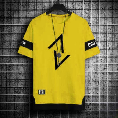 KASPY Printed Men Round Neck Yellow T-Shirt