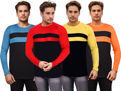 Expert Choice Solid Men Round Neck Multicolor T-Shirt