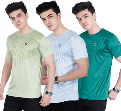Cruister Solid Men Round Neck Light Green, Dark Green T-Shirt