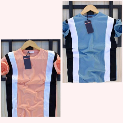 Printed Men Pink, Blue T-Shirt(Pack of 2)