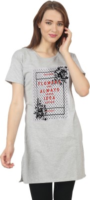 SP GIFT SPOT Typography Women Round Neck Grey T-Shirt