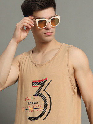 GETGOLF Printed Men Round Neck Beige T-Shirt