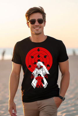 BROTEES Printed Men Round Neck Black T-Shirt