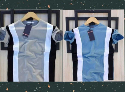 Striped Men Blue, Grey T-Shirt