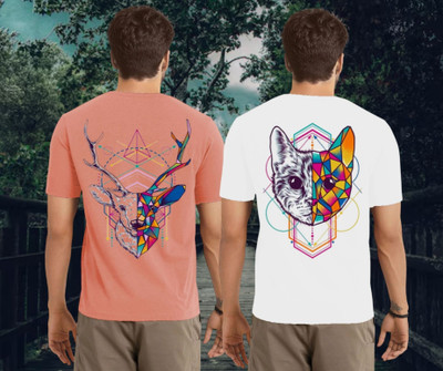 Kasendra Printed Men Round Neck Pink, White T-Shirt
