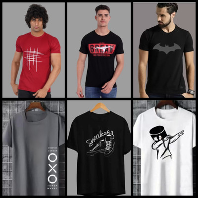 Oishee Printed Men Round Neck Multicolor T-Shirt