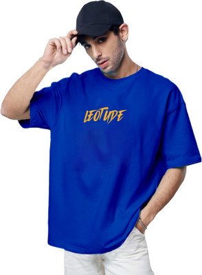 Leotude Printed Men Round Neck Blue T-Shirt